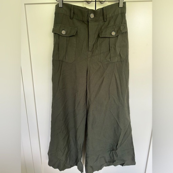 Who What Wear Olive Green Wide Leg Gaucho Pants Size 4 - Picture 2 of 8
